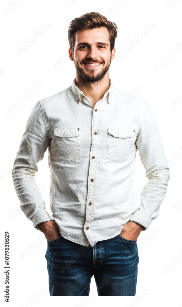 PNG Confident young man in light shirt indoors PNG Confident young man in light shirt indoors