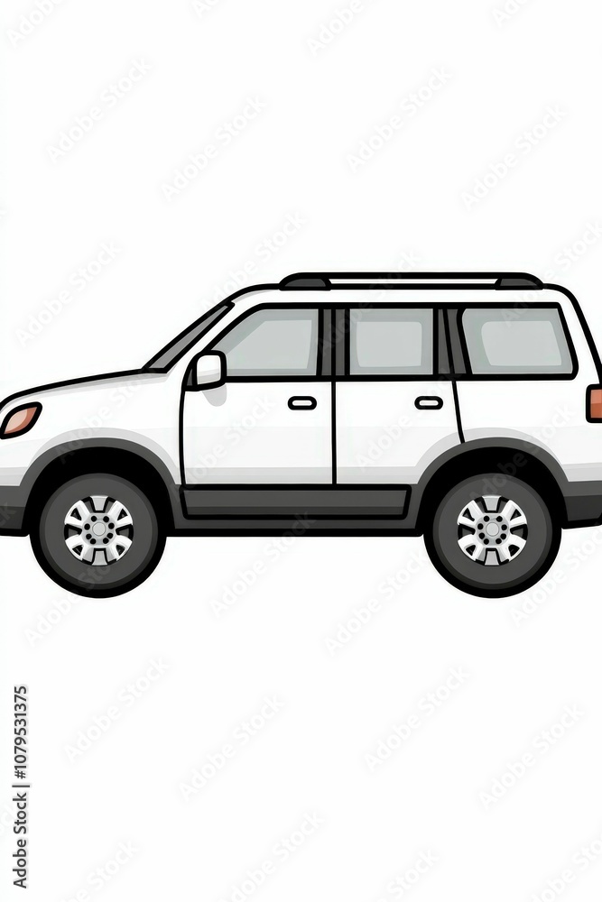 Detailed Car Icon with Symbolic Transportation Elements Detailed Car Icon with Symbolic Transportation Elements