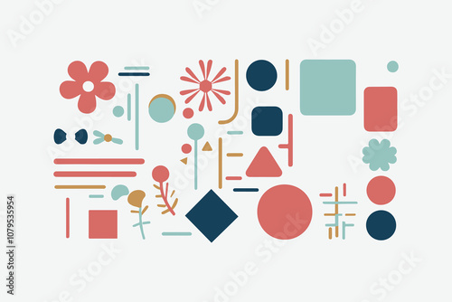 Set of original modern graphic geometric elements vector art, easily editable 