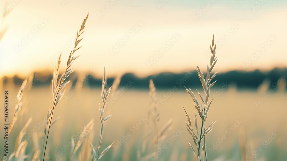 Fototapeta premium Sunlit meadow, diffused light, soft and dreamy, peaceful nature