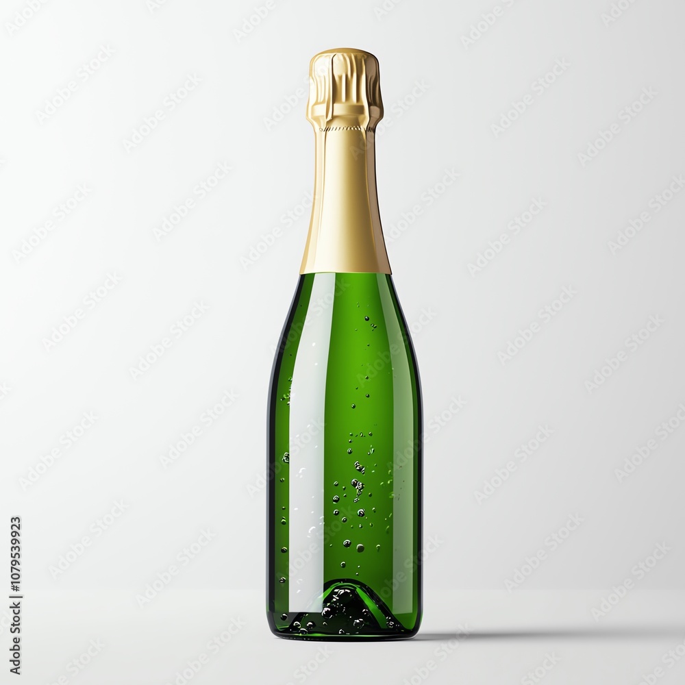 A bottle of sparkling champagne with bubbles, elegantly displayed against a neutral background. A bottle of sparkling champagne with bubbles, elegantly displayed against a neutral background.