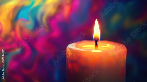 A Candle Flame with a Vibrant Blurred Background