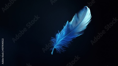 Blue Feather on a Black Background