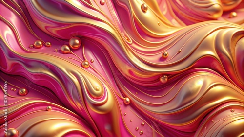 Abstract liquid background in pink and gold colors, liquid, abstract, background, pink, gold, vibrant, fluid, flowing, soft