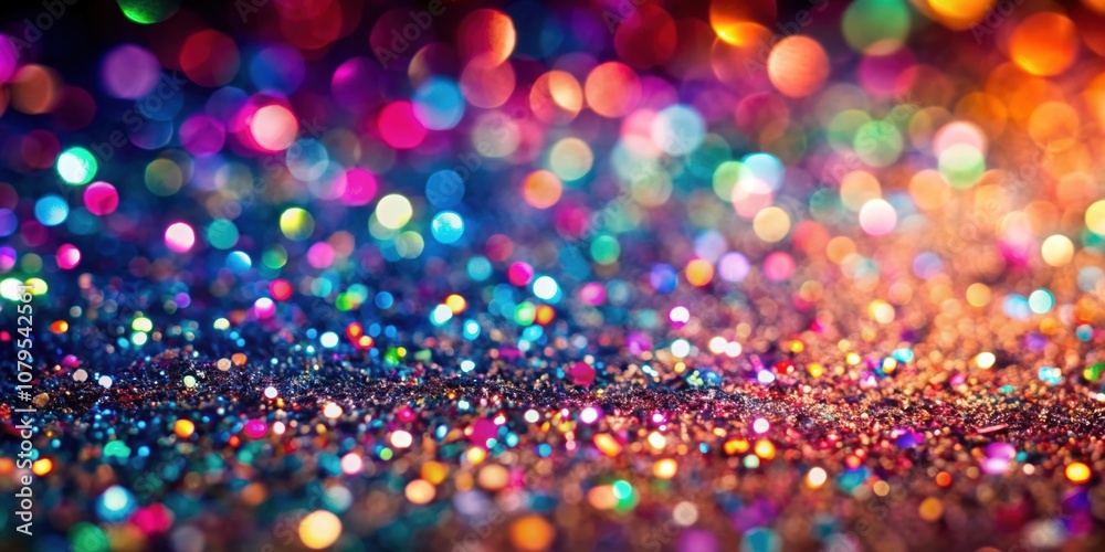 Naklejka premium Glitter scattered in a shiny out-of-focus abstract background, glitter, shiny, abstract, background, sparkles, bokeh