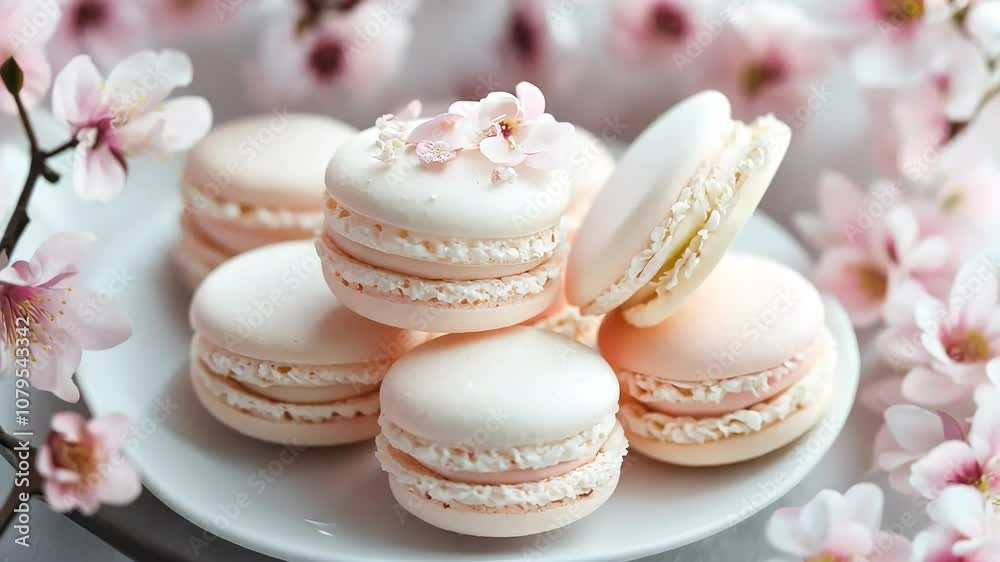 Delicate Macarons with Spring Blossoms Delicate Macarons with Spring Blossoms