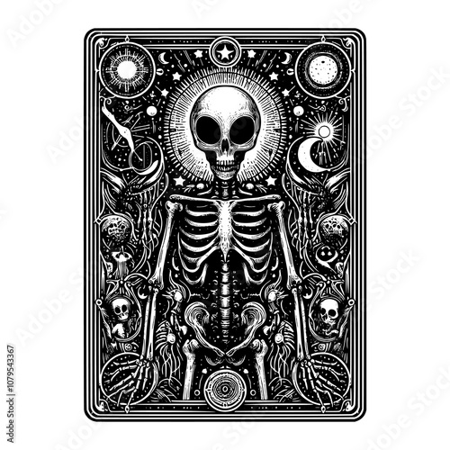 alien tarot card with cosmic art