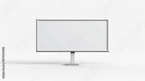 Large white sign sits on a white background. The sign is empty and has no writing on it