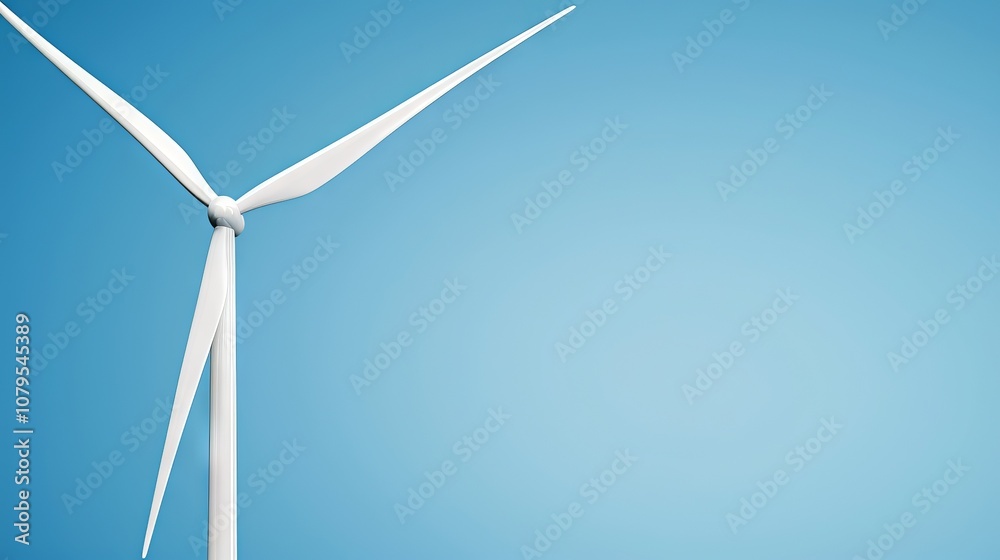 Wind turbine against clear blue sky, symbolizing clean energy and sustainable power source, renewable energy concept Wind turbine against clear blue sky, symbolizing clean energy and sustainable power source, renewable energy concept