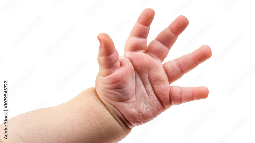 A helping hand with arm raised and reach out with palm up and finger spread on white transparent background A helping hand with arm raised and reach out with palm up and finger spread on white transparent background