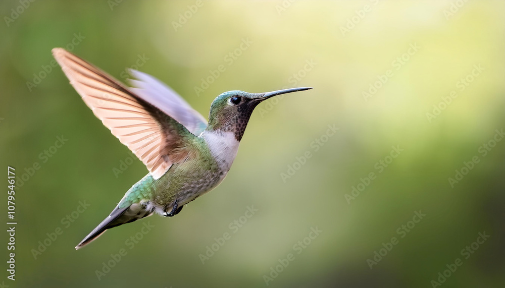Hummingbird isolated with blur green bokeh background Hummingbird isolated with blur green bokeh background