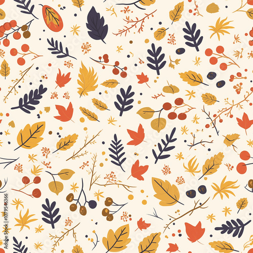 seamless flower and leaf pattern on background