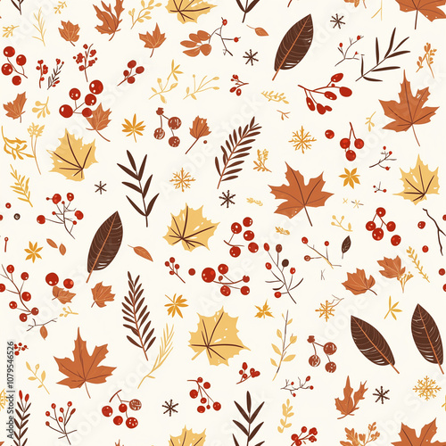 seamless flower and leaf pattern on background