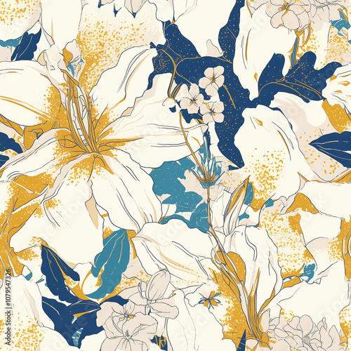 seamless flower and leaf pattern on background