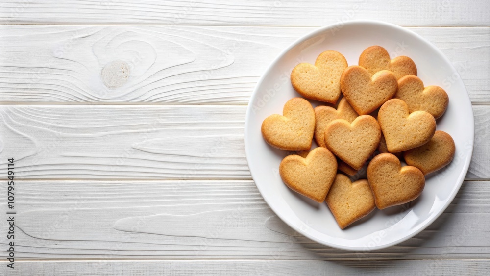 Heartfelt treat of heart-shaped biscuits on a white plate, heart, shaped, biscuits, sweet, dessert, love, handmade, homemade Heartfelt treat of heart-shaped biscuits on a white plate, heart, shaped, biscuits, sweet, dessert, love, handmade, homemade