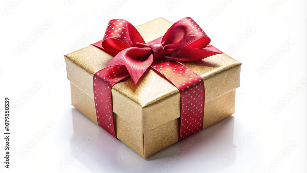 A festive gift box with a bow and ribbon on a white background, present, surprise, wrapped, celebration A festive gift box with a bow and ribbon on a white background, present, surprise, wrapped, celebration