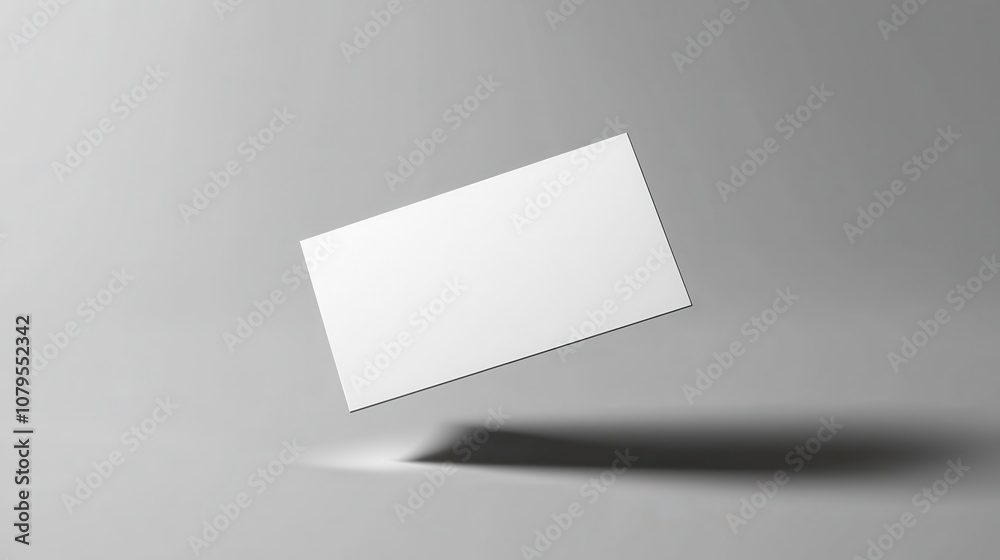 Blank White Business Card Mockup - Floating with Shadow on Grey Background. Blank White Business Card Mockup - Floating with Shadow on Grey Background.