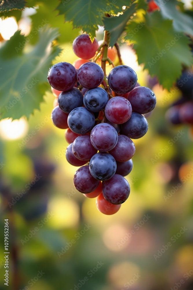 Close-Up of Juicy Grapes Hanging from a Vine with Natural Light Close-Up of Juicy Grapes Hanging from a Vine with Natural Light