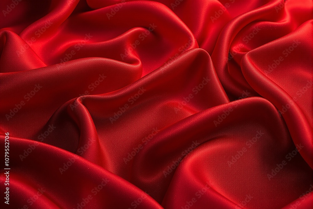 Obraz premium Luxurious Red Satin Fabric Texture with Soft Drapes and Elegant Flow