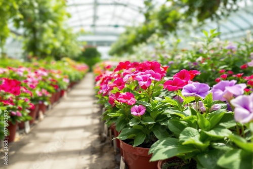 Wallpaper Mural Vibrant Flowering Plants in a Lush Greenhouse Environment Torontodigital.ca