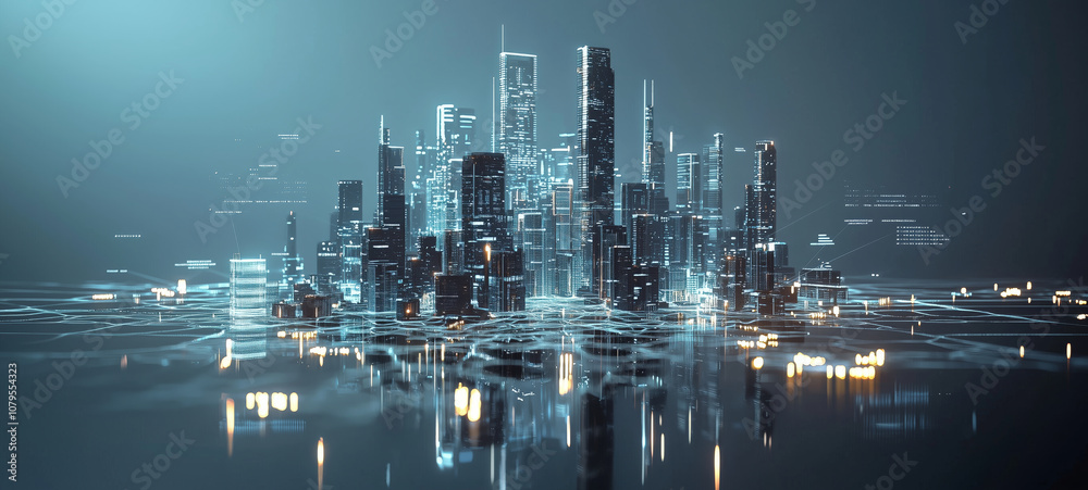 Fototapeta premium Futuristic floating city