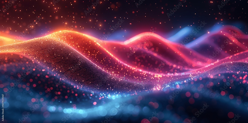 3D Render Abstract Futuristic Background with Blurry Glowing Wave and Neon Lines Spiritual Energy Concept Digital Fantastic Wallpaper