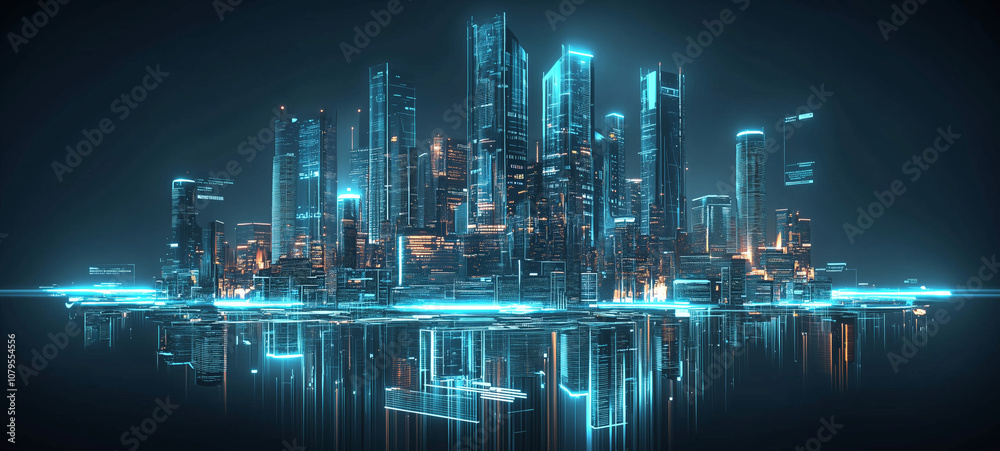 Obraz premium Futuristic floating city