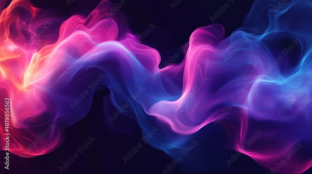 Fototapeta premium Abstract background with blue and red glowing smoke, flowing in waves.