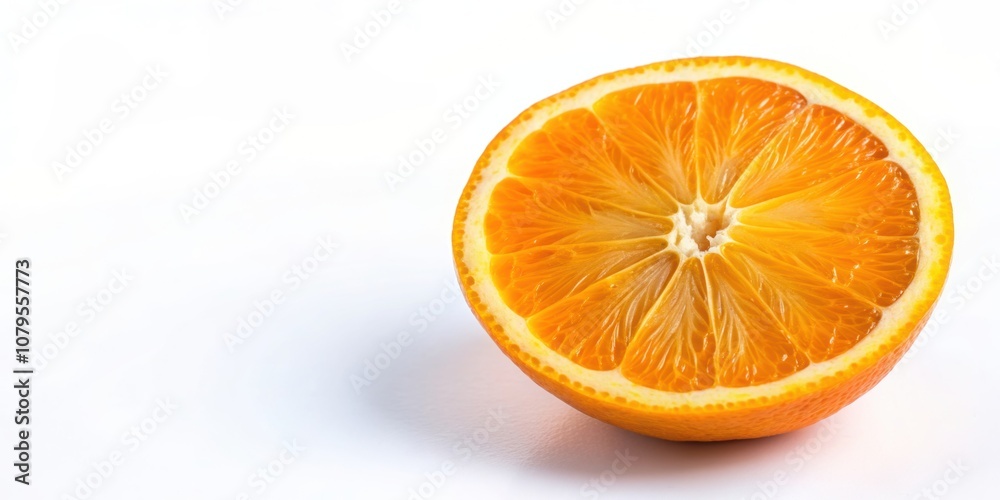 Fototapeta premium Half sliced orange fruit in realistic , orange, fruit, citrus, slice, half, juicy, fresh, vibrant, food, vitamin C, healthy