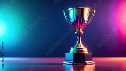 Futuristic innovation award trophy with vibrant colors , innovation, award, trophy, futuristic, vibrant, colors