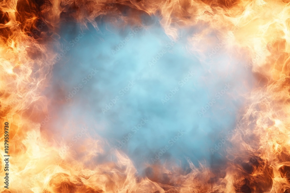 Obraz premium A fiery explosion with a blue sky in the background