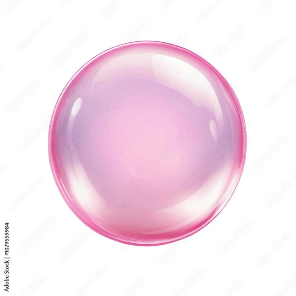 Shiny pink bubble on transparent background