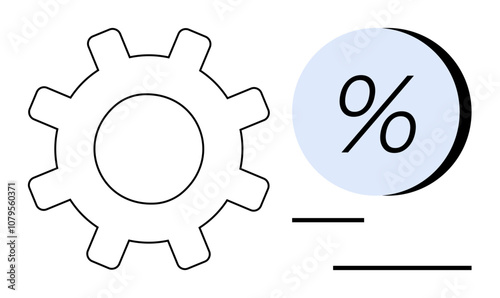 Gear and percentage symbol with two horizontal lines, combining elements of functionality and data analysis. Ideal for business strategy, process optimization, technical settings, economic analysis