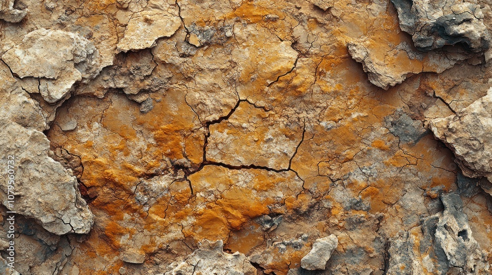 Close-up of cracked, dry, orange-brown earth. Close-up of cracked, dry, orange-brown earth.