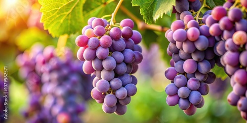 Wallpaper Mural Close-up of fresh purple grapes on a vine, fruit, juicy, ripe, vineyard, agriculture, organic, healthy, antioxidant, clusters Torontodigital.ca