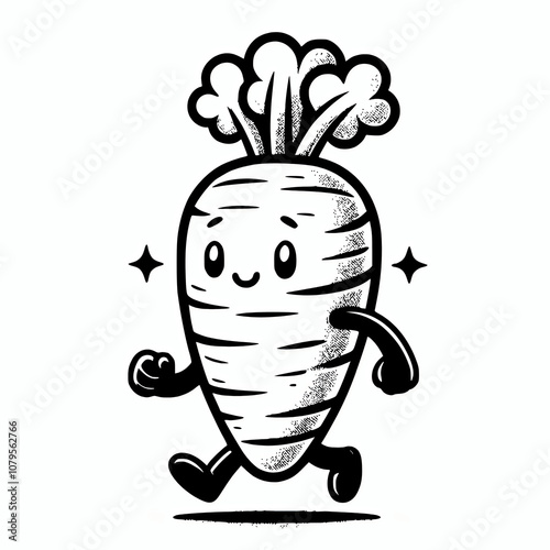 Walking carrot vegetable mascot character vector illustration photo