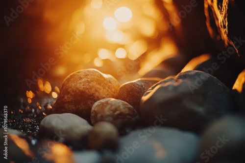 Natural Pebbles Stone Stacked River photo