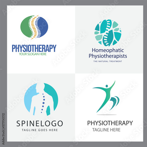 Set of gradient physiotherapy logo templates Physiotherapy logo template collection