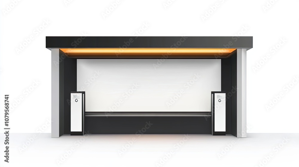 Modern Bus Stop with Blank Advertisement Space Modern Bus Stop with Blank Advertisement Space