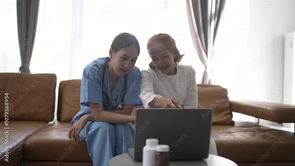Nurse is take care senior woman at home. Senior and health care. Nurse is take care senior woman at home. Senior and health care.