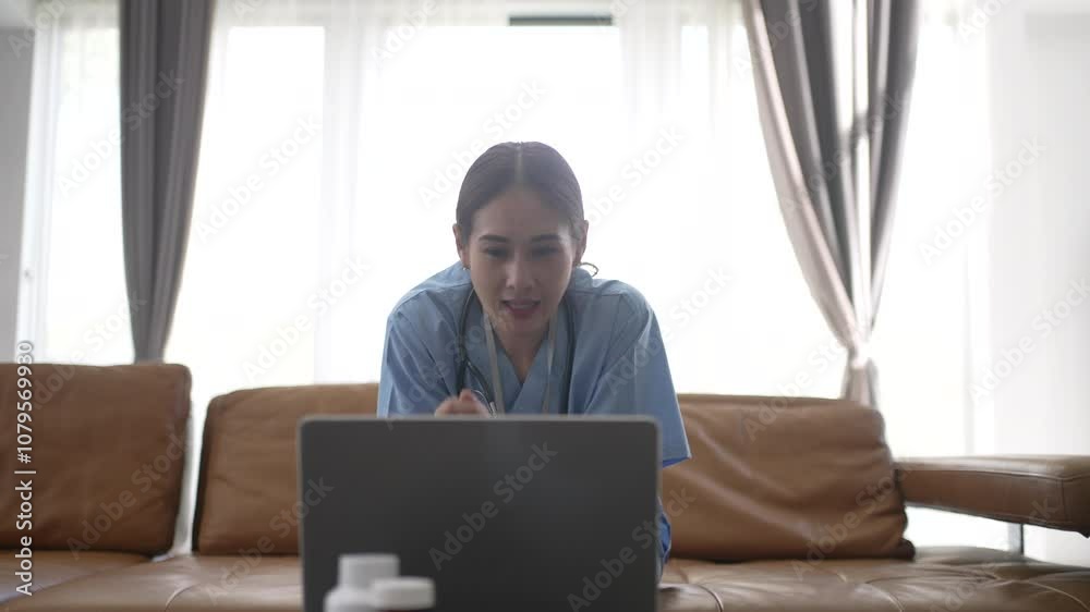 Doctor is telemedicine to patient. Technology and health care. Doctor is telemedicine to patient. Technology and health care.