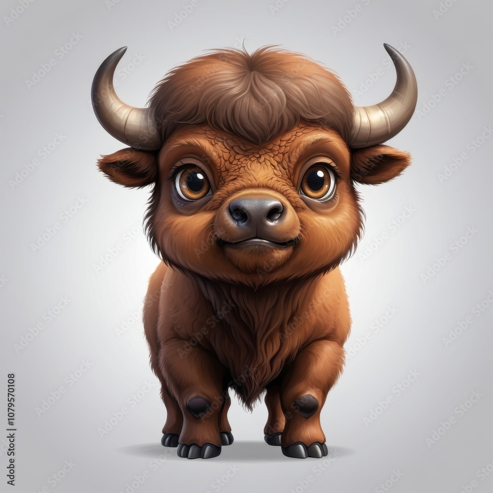Obraz premium Cute Cartoon Bison