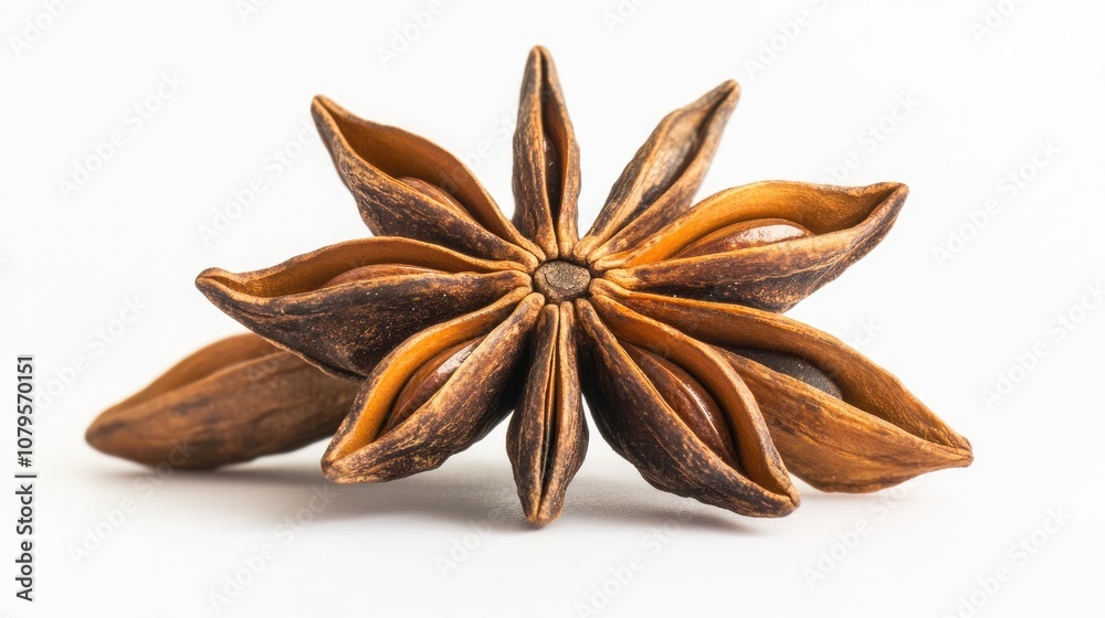 Single star anise pod against a white background Single star anise pod against a white background