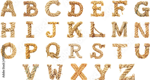 alphabet rope watercolor clipart