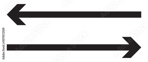 Black long dual arrow icon vector. Simple dual arrow icon vector. Dual arrow vector for app and UI design.