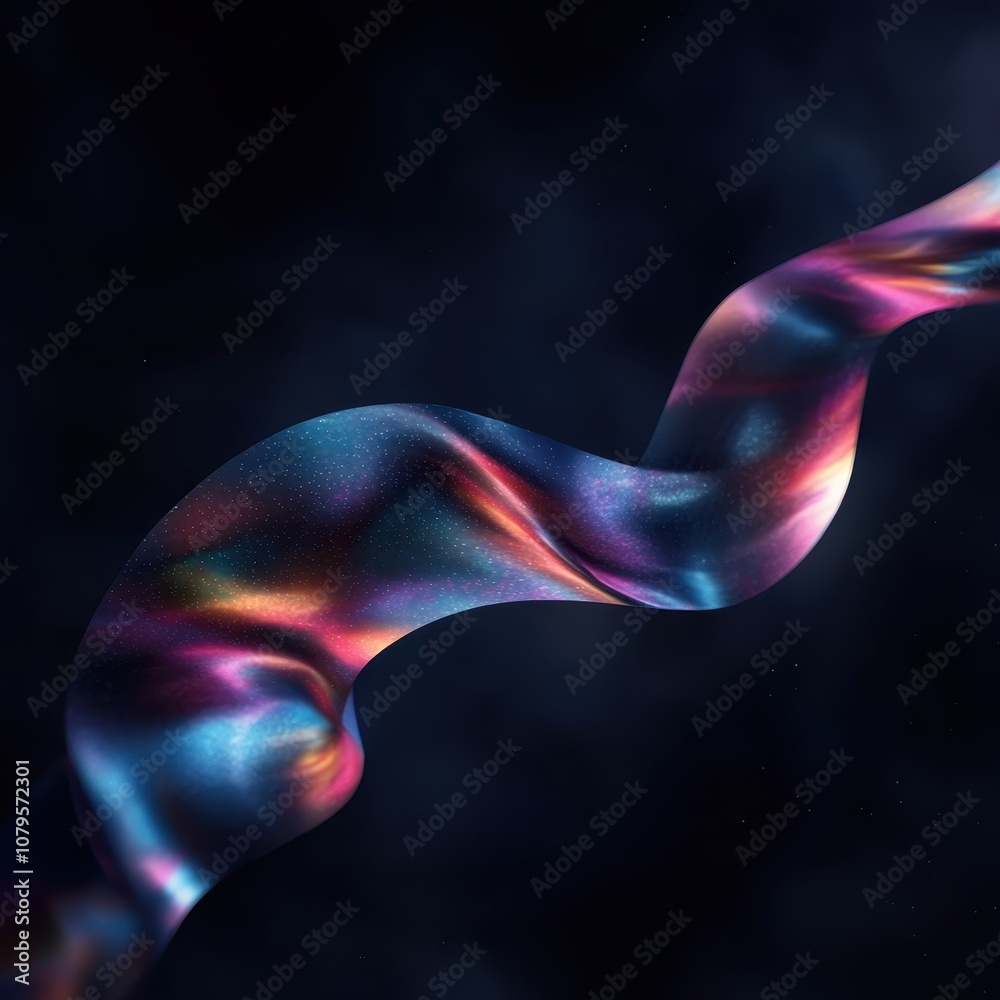 Fototapeta premium Abstract Cosmic Swirl - Neon Galaxy Colors in Deep Space.