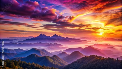 Sunrise painting the purple mountains in a vivid display of colors, sunrise, purple mountains, nature, landscape, morning