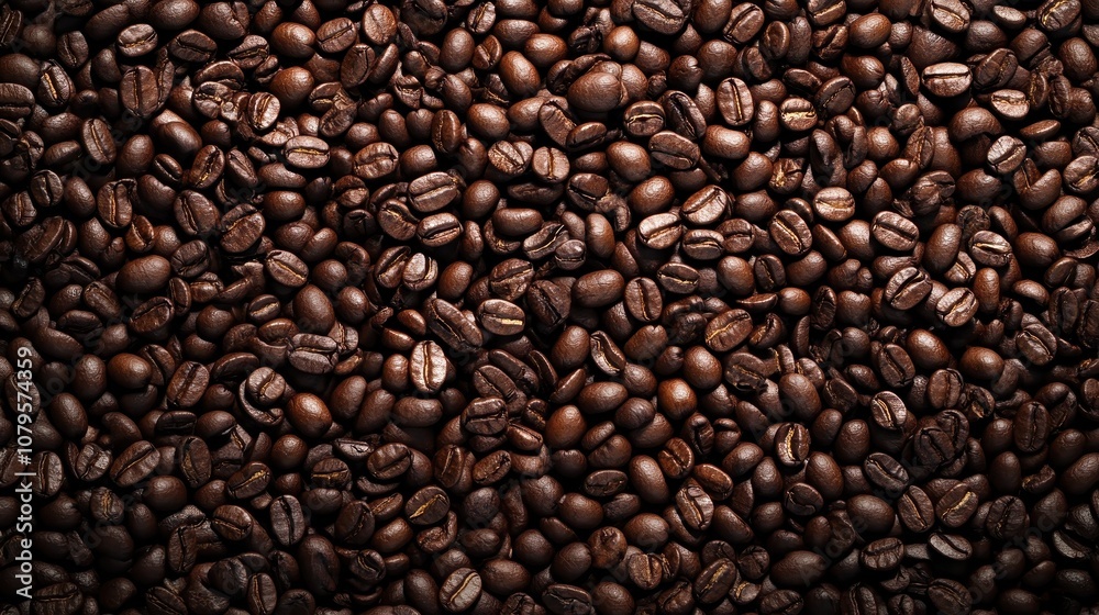 Close-Up Texture of Roasted Coffee Beans - Brown and Shiny Background Close-Up Texture of Roasted Coffee Beans - Brown and Shiny Background