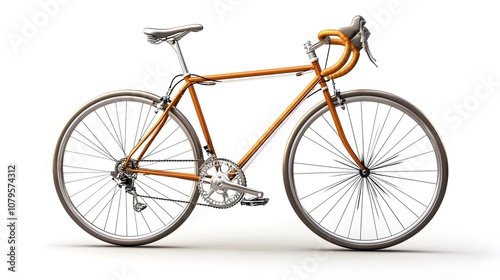 Orange and Silver Classic Road Bicycle Isolated on White Background