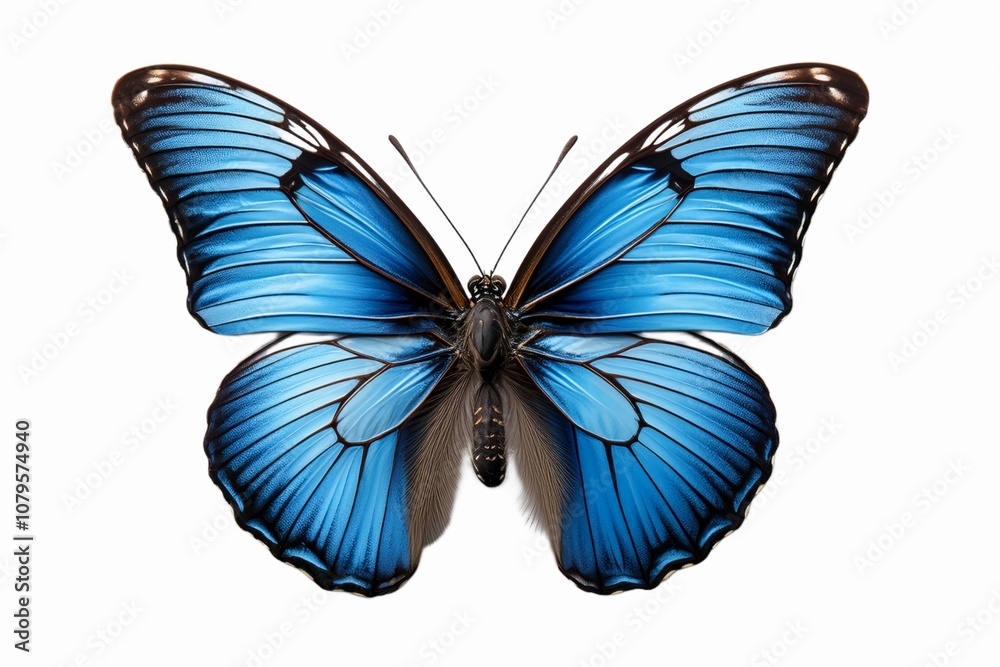 Fototapeta premium Beautiful blue butterfly isolated on white background 